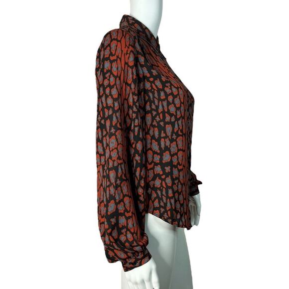 Bardot Shirt Womens 4 Red Black Gray Mona Leopard Blouse Edgy Chic Bohemian - Picture 2 of 9